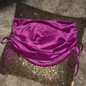 SHEIN velvet crush velour tube top ruched on sides